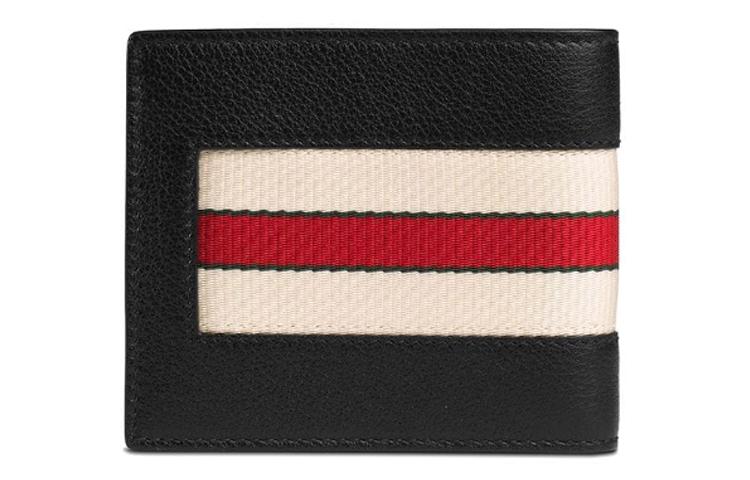 [Trendy And Cool Recommendation] Gucci Vintage Jacquard Striped Short Double-Fold Leather Men'S Wallet Black