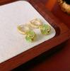 New Temperament Women's Earrings Light Luxury Drop Round Green Pink Niche Design High Sense Retro Party