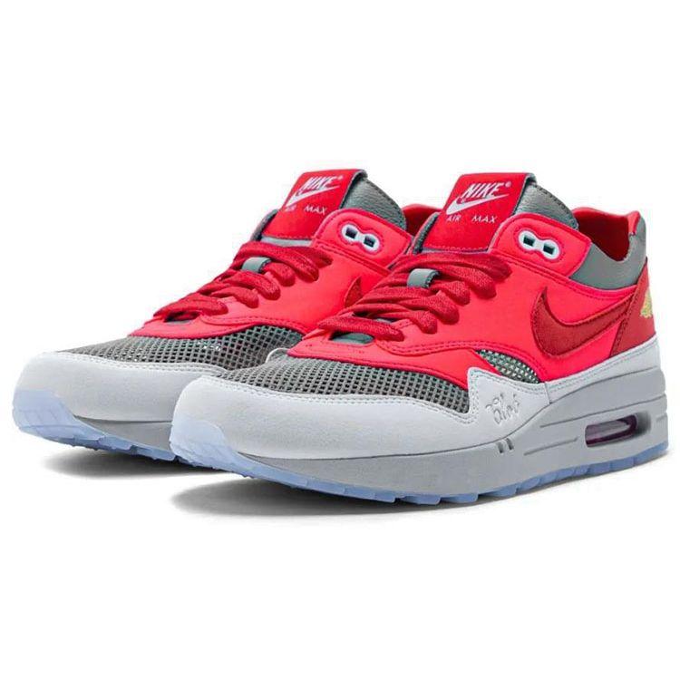 CLOT x Nike Air Max 1 Kiss Of Death - Solar Kırmızı Unisex Spor Ayakkabıları Üniversite Kırmızısı Serin Gri DD1870-600