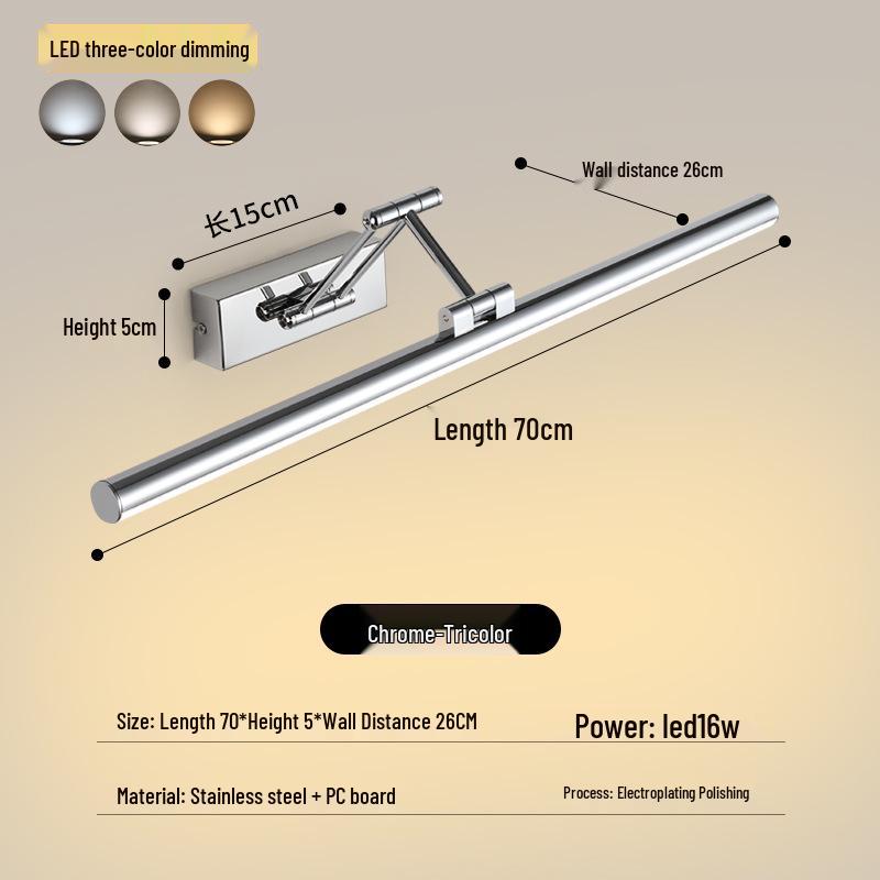 LED Vanity Mirror Light: Drill-Free Installation for Bathroom or Dressing Table Cabinets