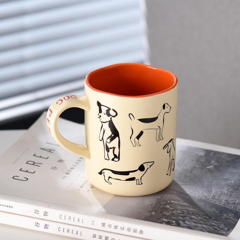 

Creative Cartoon Cute Cat and Dog Mug Couple Mug Gift Milk Cup Office Coffee Ceramic Mug 301-400ml