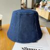 Four seasons denim bucket hat female face small plain face cover basin hat micro horn bucket hat outdoor sun hat