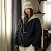 Jing new women's clothing European and American style autumn and winter new fashion quilting line rhombus hooded cotton jacket fashion