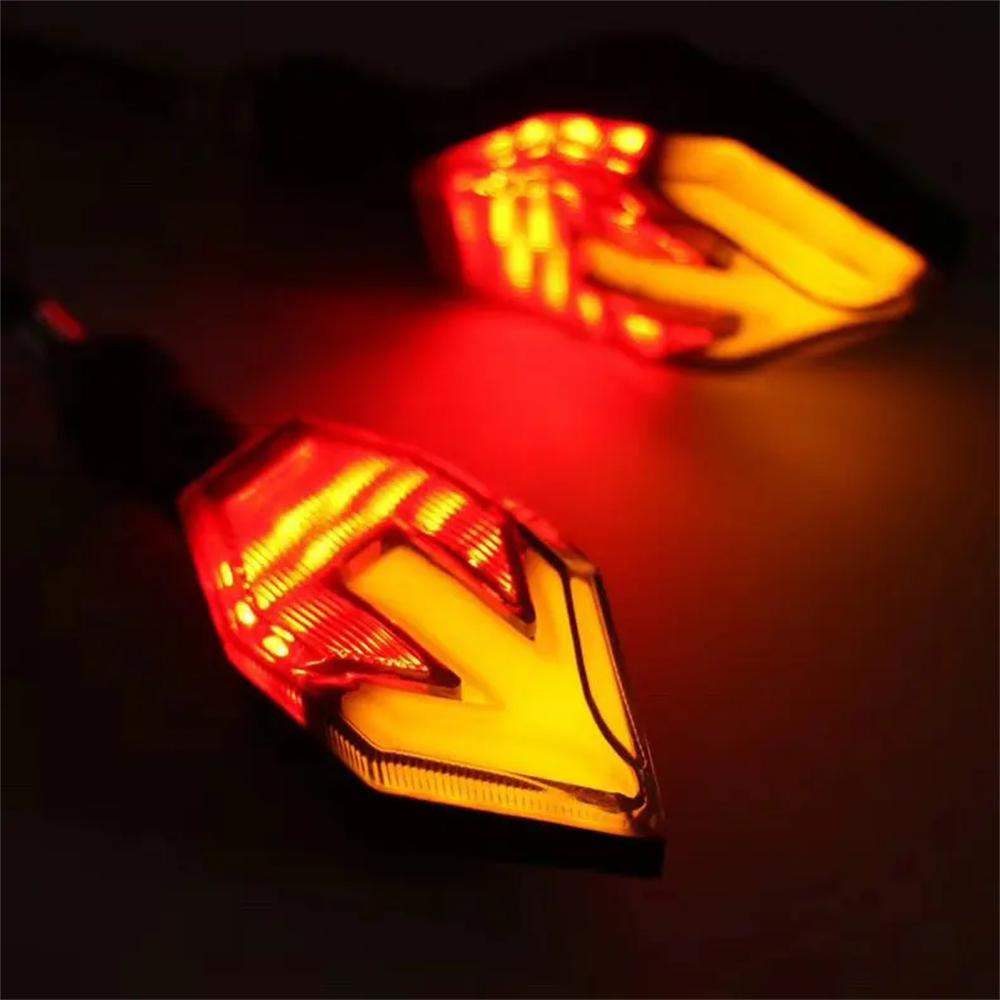 2PCS Indicators Flowing Turn Signal 2PCS Universal Motorcycle LED Flashing Turn Signal 12V Indicator Blinker Lamp (Color : Red)