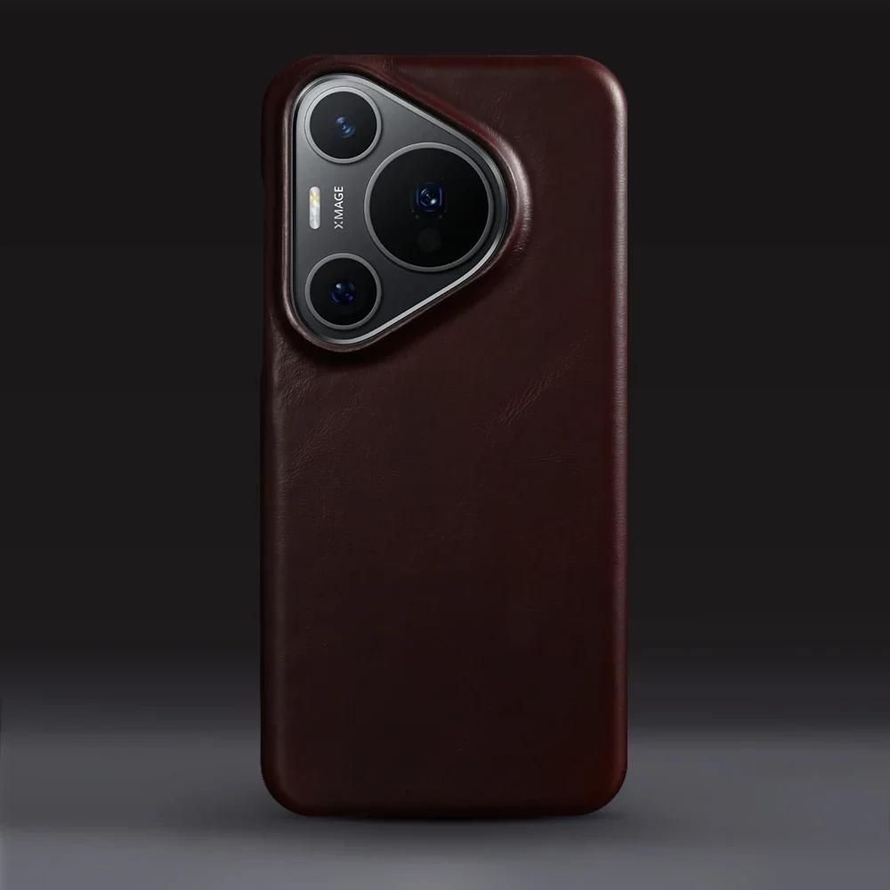 Handmade Genuine Leather Case For Huawei Pura 70 Pro Honor Magic 6 Pro Mate50 mate60 P50 P40 P60 Aesthetic Vintag Phone Cover
