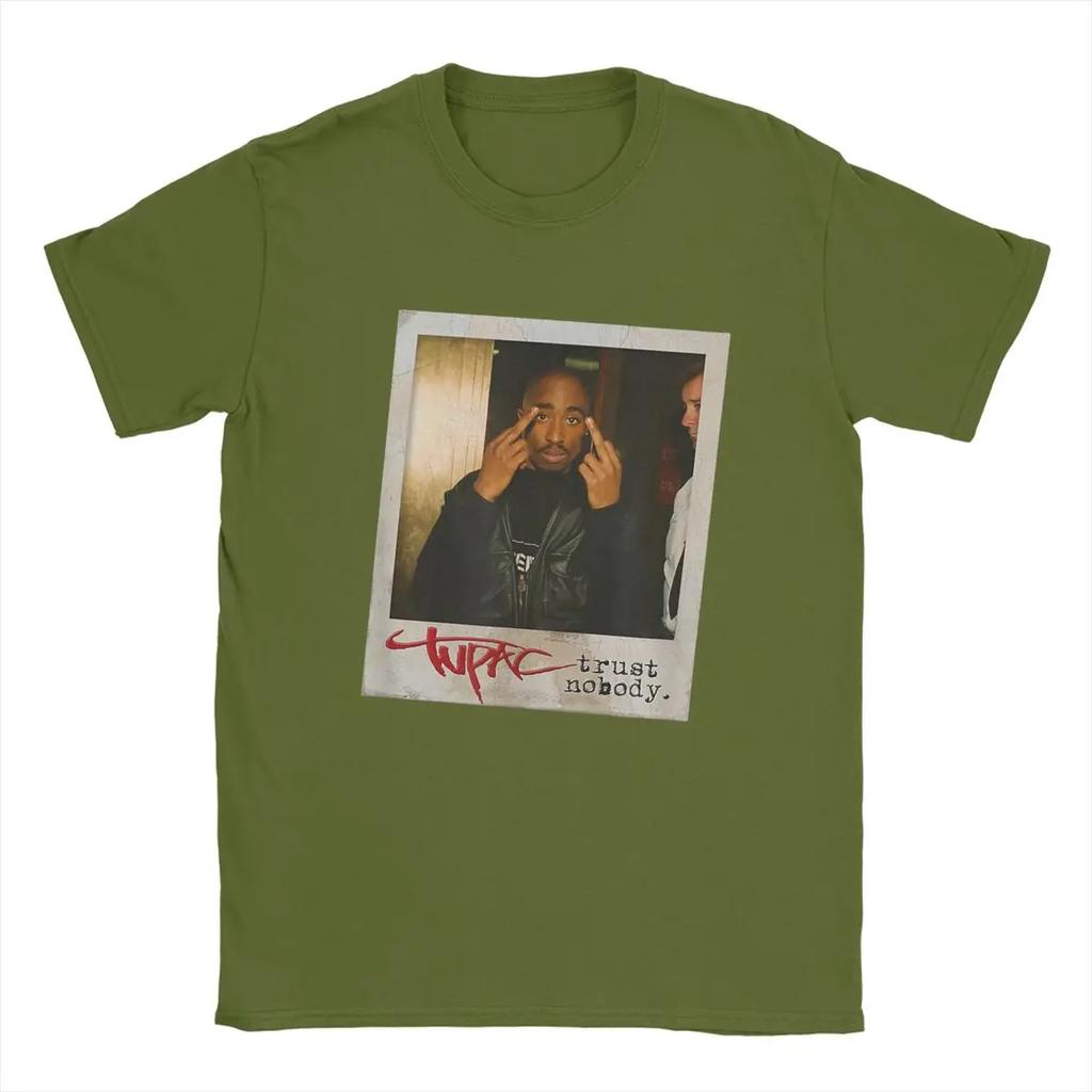 Men T-Shirts T-Tupac Trust Nobody Photo Humorous Pure Cotton Tees Short Sleeve 2pac Hip Hop Y2K Harajuku T Shirts O Neck Gift