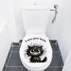 Black Big-eyed Kitten Toilet Cover, Water Tank Decoration Sticker, A Line of Children's Fun Style Home Decoration Stickers