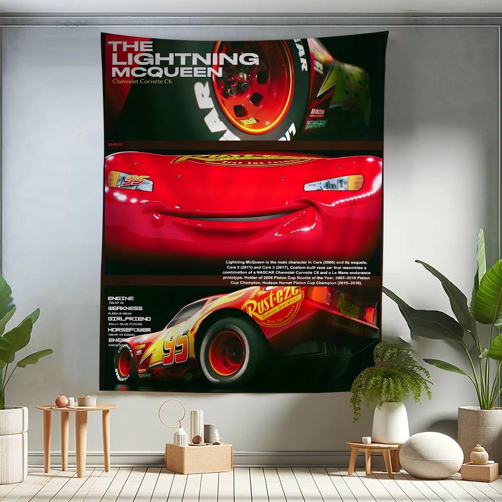 Cars 3 Film Lightning McQueen Colorful Tapestry Wall Hanging Hippie Flower Wall Carpets Dorm Decor Wall Art Decor
