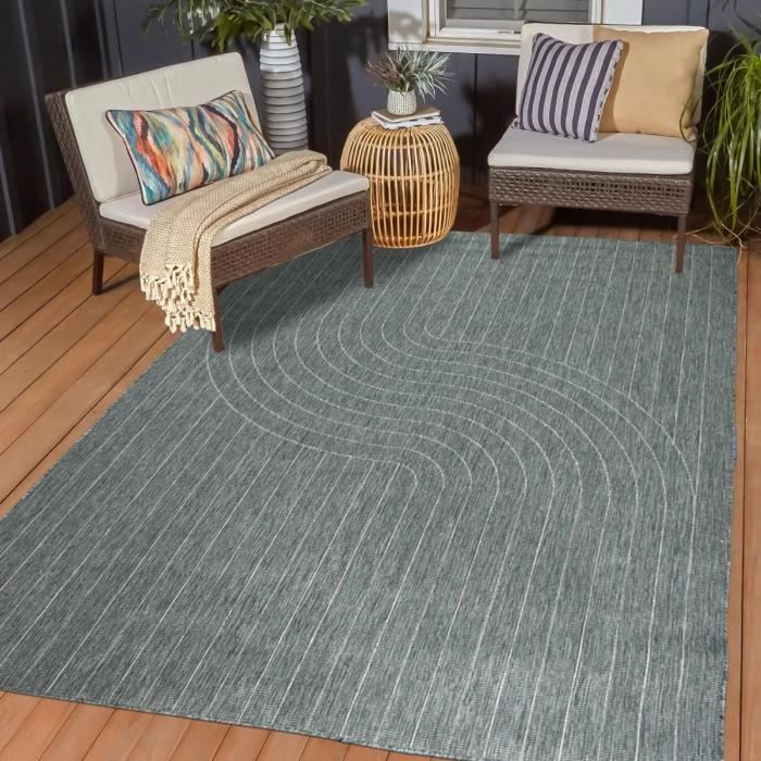 Tapis exterieur - UNAMOURDETAPIS - COURBEV REVERSIBLE - Vert - 200x290 cm - Adapté au chauffage par le sol