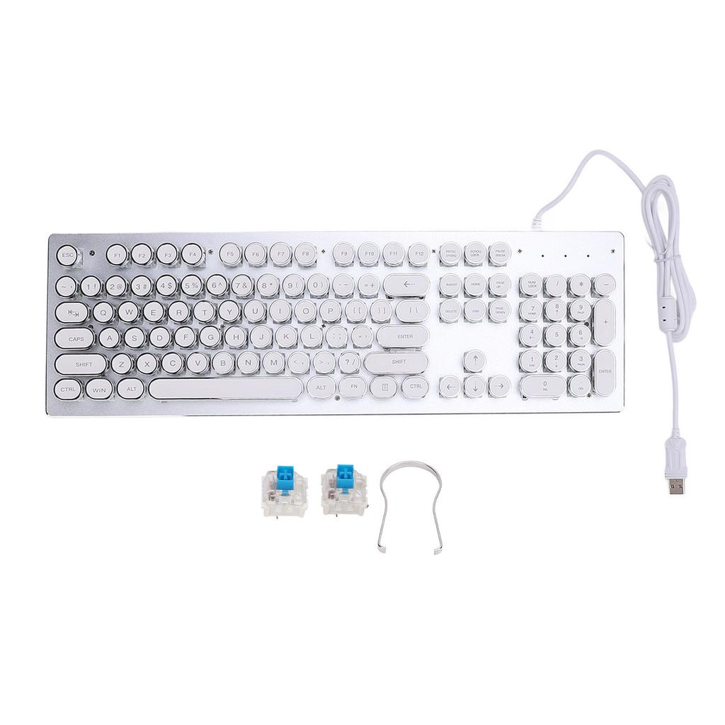 Gaming Keyboard with Blue Switch 104 Keys RGB Backlit USB Wired Mechanical Keyboard for Win 7 8 10