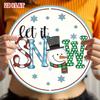 Vintage Let It Snow Metal Tin Sign Winter Snowflake Rustic Farmhouse Wall Art Decor