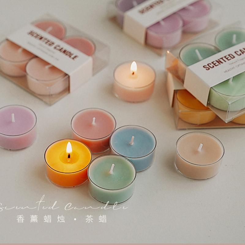 4pcs/set Natural Beeswax Soybean Wax Scented Candles Aromatherapy Tea Lights Wedding Home Bar Hotel Decor Fragrance Candle