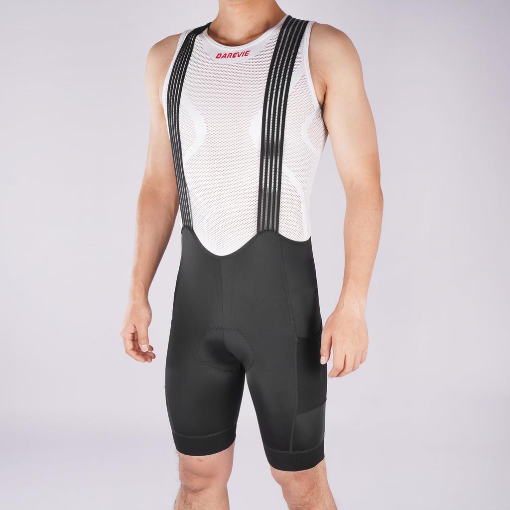 Darevie Men's Bib Shorts, Summer Cycling Pants, Professional Grade, with Pockets, 4D Pad, Breathable, for Road Bikes, DVP096