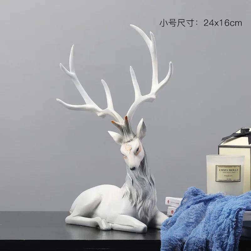 High End Deer Statue Reindeer Figurines Resin ELK Sculpture For Living Room Luxury Home Decoration Nordic Tabletop
