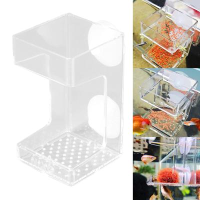 Fish Tank Feeding Tray with Suction Cup, Aquarium Divider Supplies, Square Clear Food