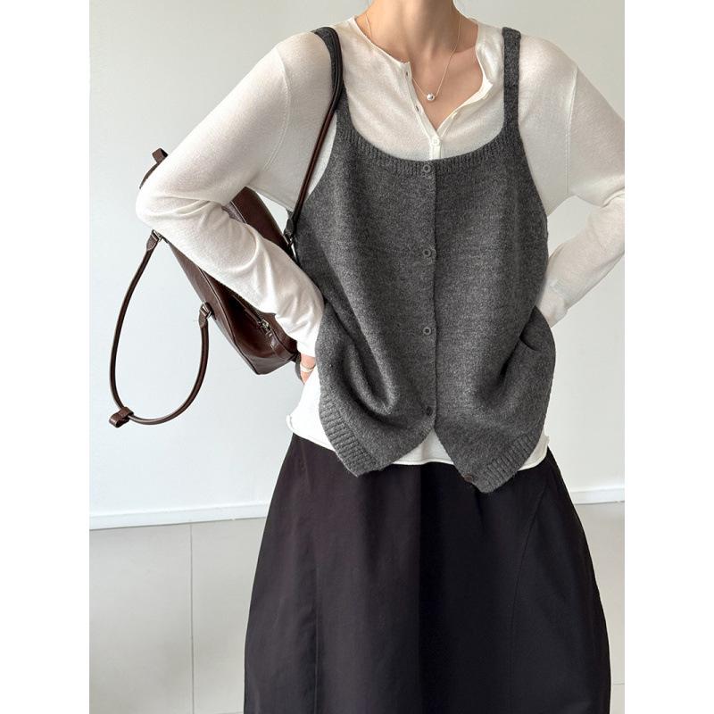 

Джу Чжи 2025 Модный вязаный жилет без рукавов в корейском стиле One Size