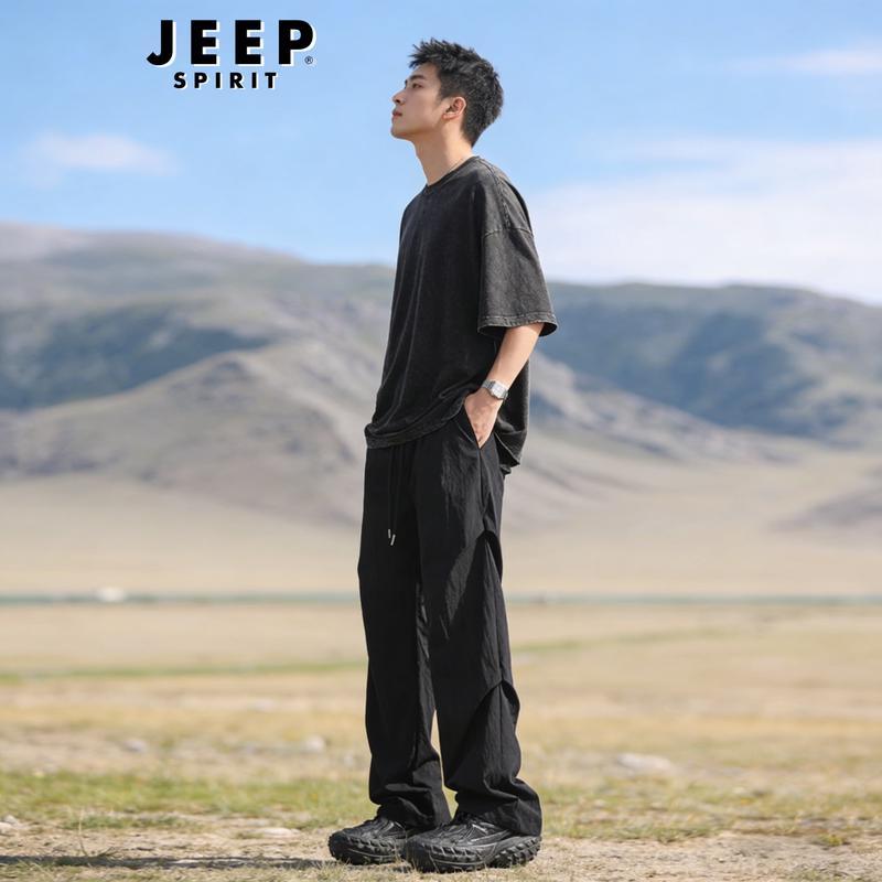 

JEEP SPIRIT Men s Ice Silk Loose Straight Parachute Cargo Pants L