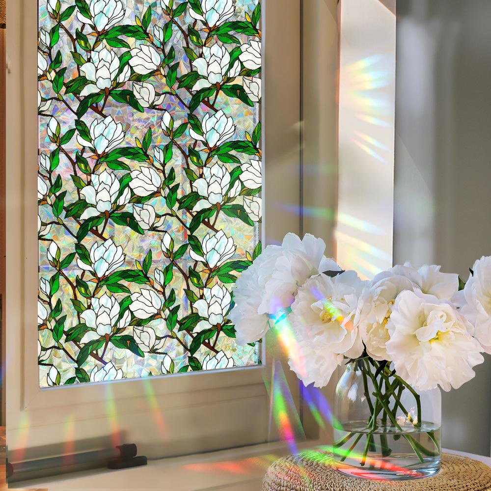Rainbow Double-Sided Static Cling Glass Sticker - Inlaid Pattern PVC Film