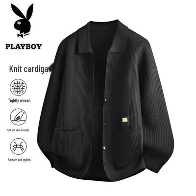 Men's Business Casual Polo Collar Knit Cardigan