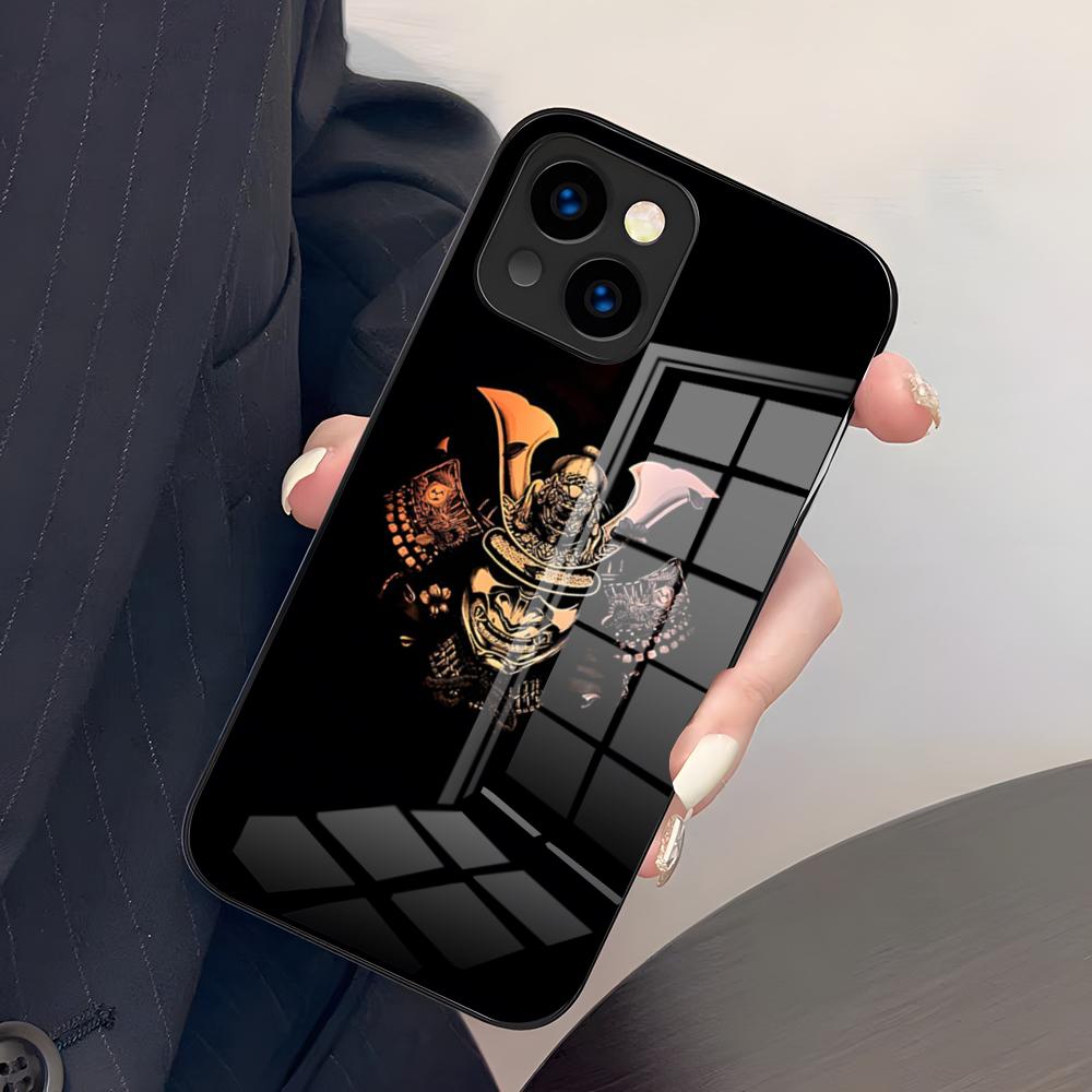 Samurai Mask Phone Case For IPhone 17 Pro Max 15 Pro 16 14 Plus 12 13 Mini 11 Pro Shockproof Glass Cover