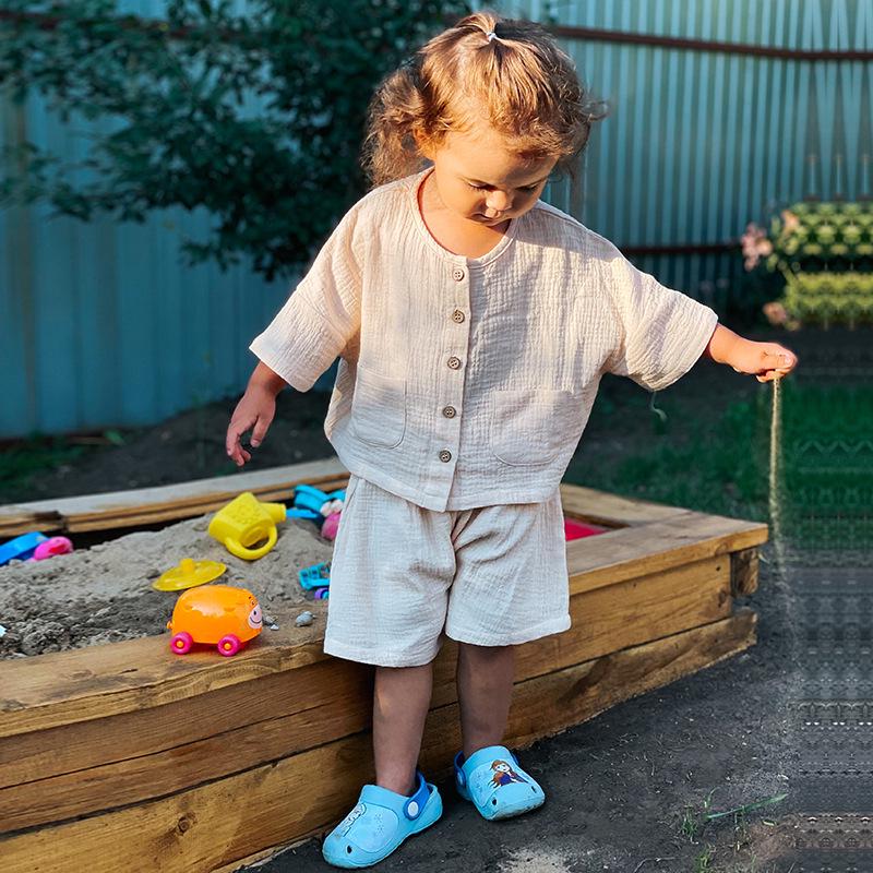 

Детская летняя пижама в датском стиле: Хлопковый комплект с футболкой с коротким рукавом и шортами 110 cm абрикосовый