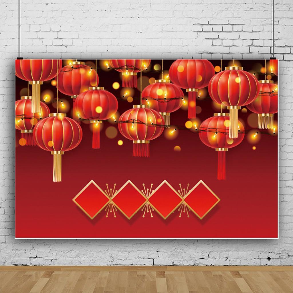 2025 Happy Chinese New Year Backdrop Gold Snake Red Lantern Flower Spring Festival Family Portrait Photography Background Decor