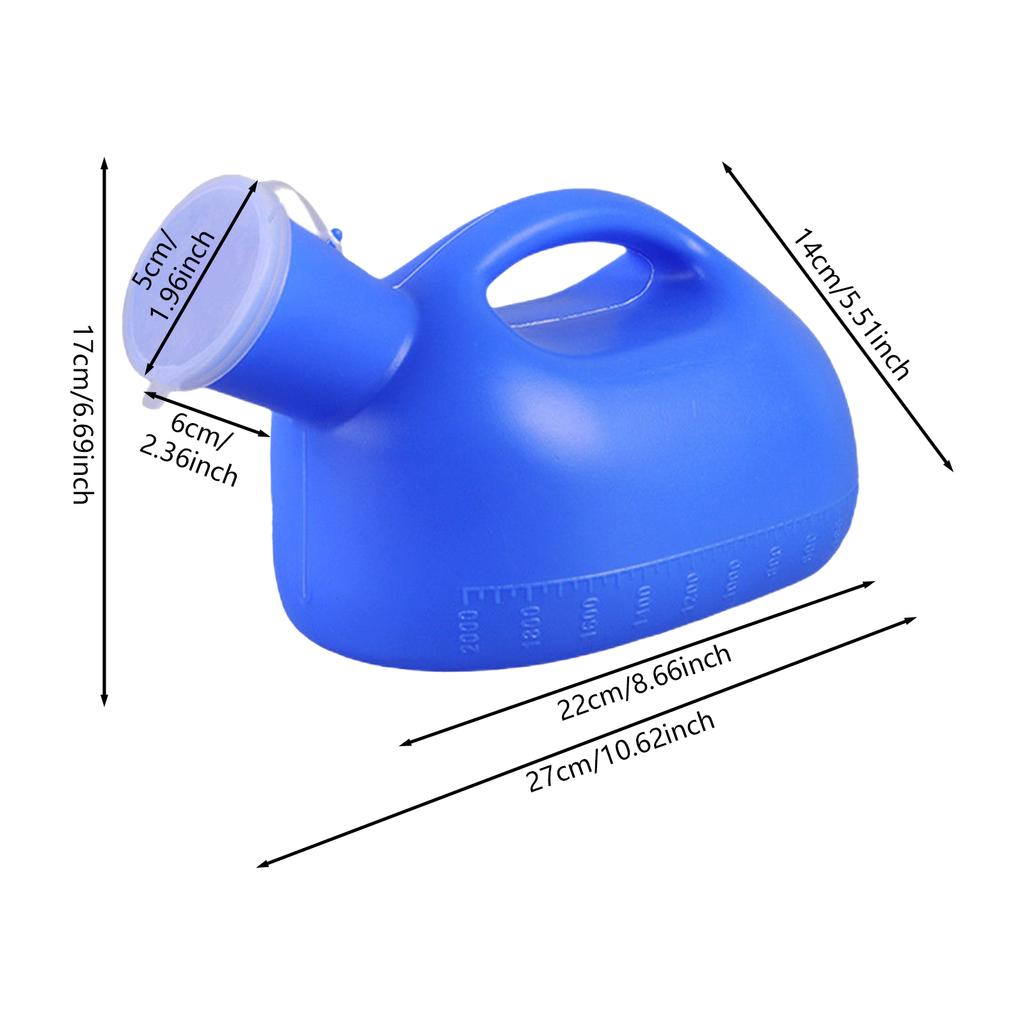 2L Tragbare Urinale für Männer Auslaufsicher Wiederverwendbare Männliche Pinkelflasche für Outdoor Camping Autoreisen Bett Noturinationsgerät
