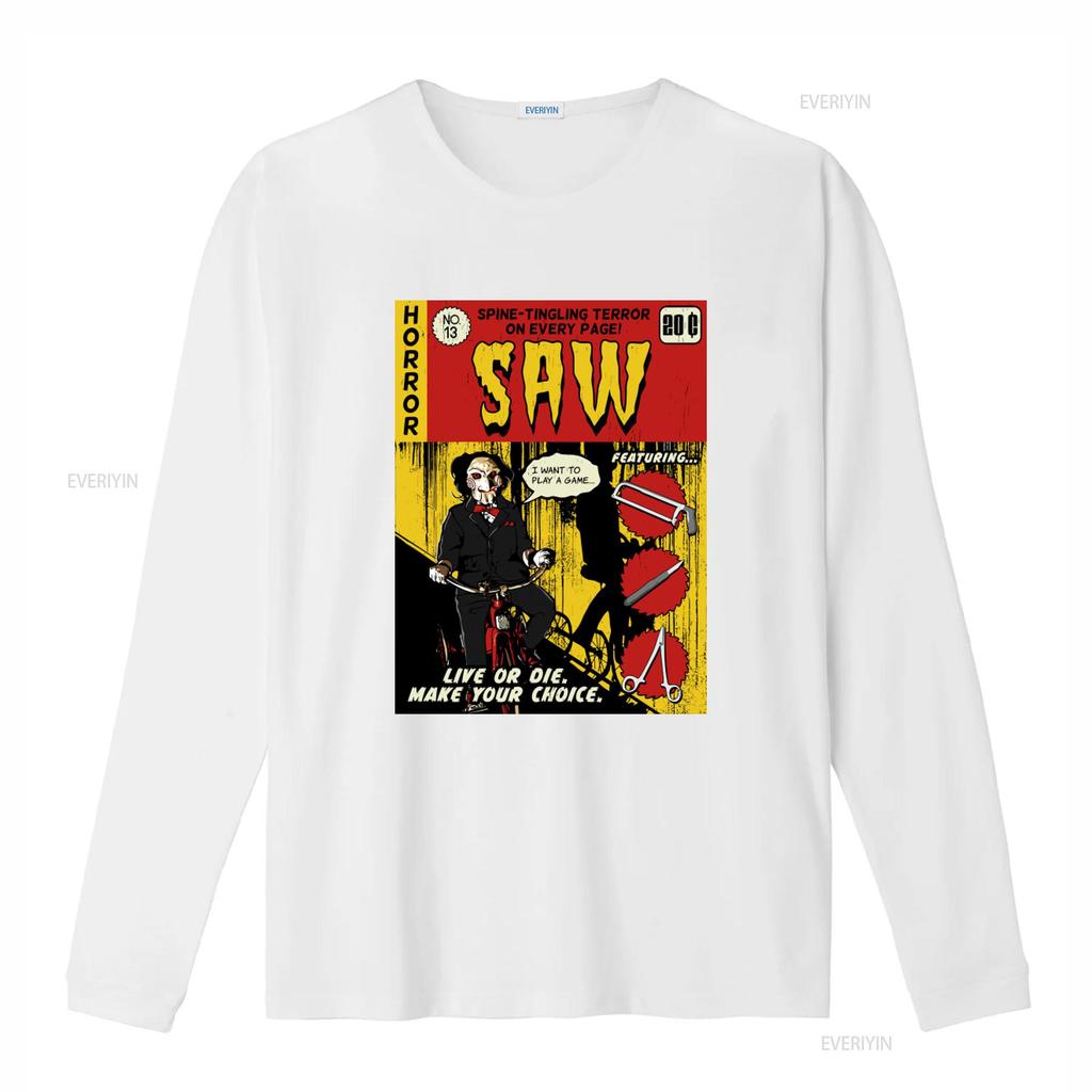 Comic Book Cover Saw T Shirt Horror Movie Inspired with Spine Tingling Design vintage Washed Versatile Slightly Comfortable