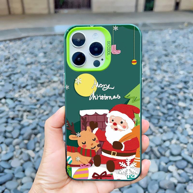 

Merry Christmas Day Phone Case For iPhone 13 12 Pro Max Mini 16 15 14 Plus Pro Max 11 Shockproof Laser Back Phone Cover Funda iphone 13Mini