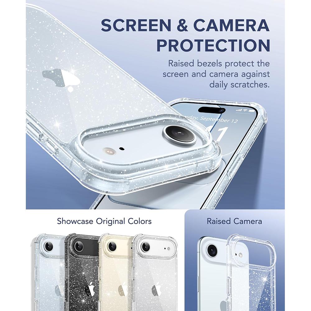 Glitter Clear Soft Phone Case for Iphone 17 Air 16 16E 15 14 Plus 13 Pro Max 12 Mini 11 Screen Protector Camera Lens Protection Shockproof Phone Cover