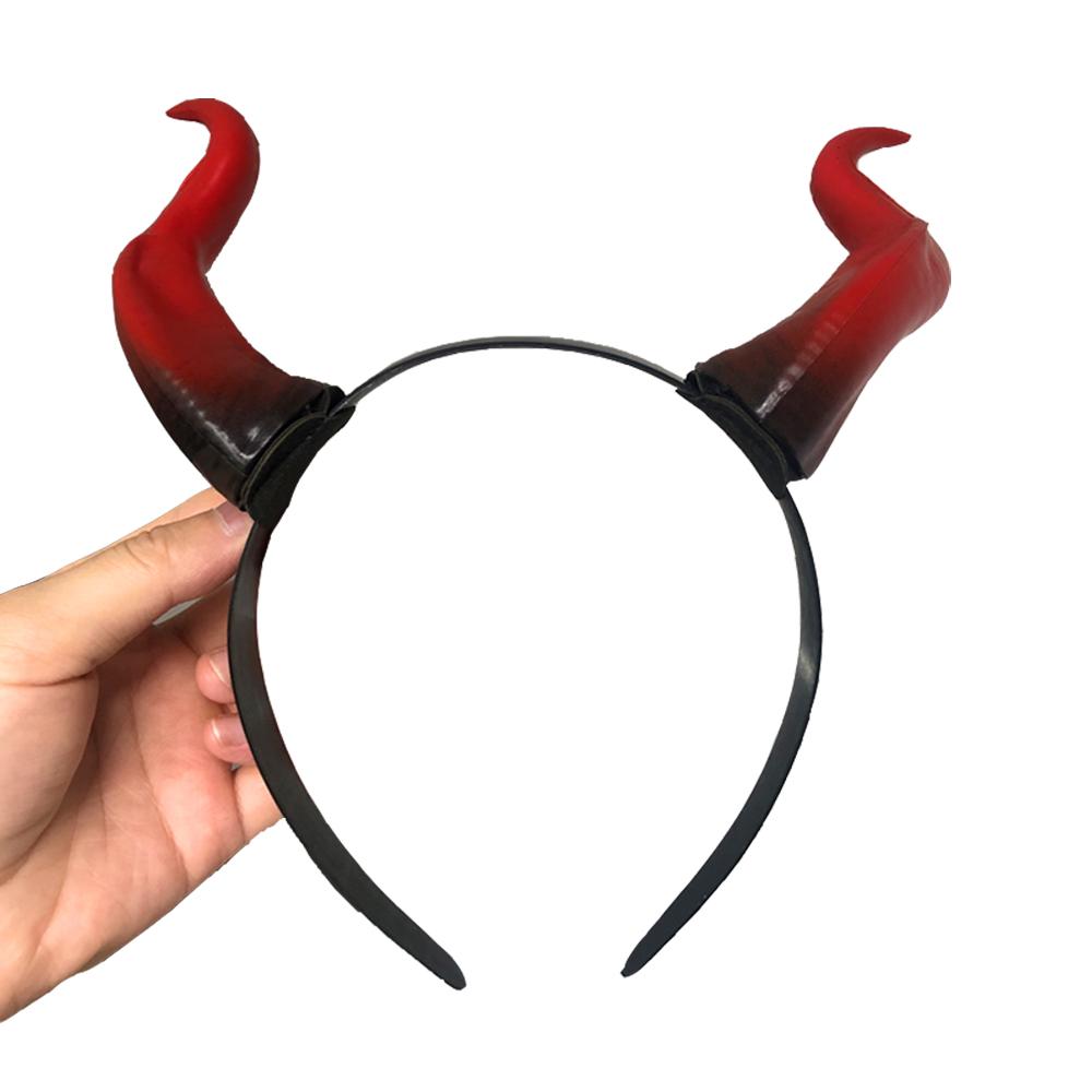 

Red Devil Horn Headpiece Cosplay Black Queen Girls Boys Gothic Animal Headwear Halloween Carnival Party Purim Costume Props Gift