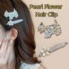 Dog Rhinestone Hairpin Cute Cute Puppy Hair Clip Fashion Pearl Flower Hair Clip  Female