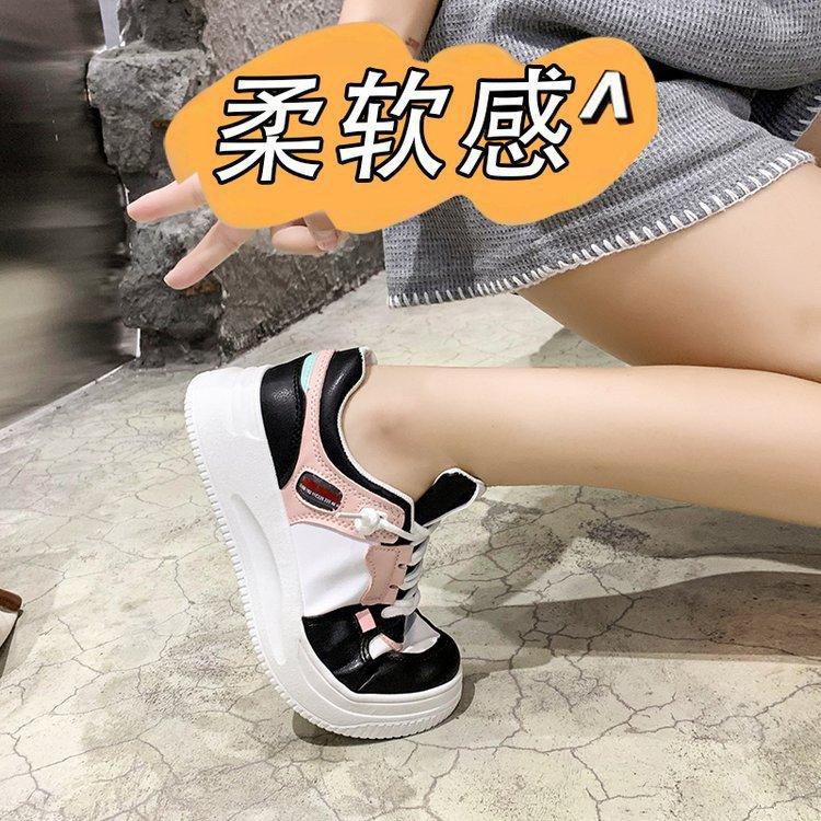 Shoes for Four Seasons Women's Mixed Batch  New Rubber Muffin Soft Bottom Lightweight Black Pink PU Leather Women's Casual Sneakers