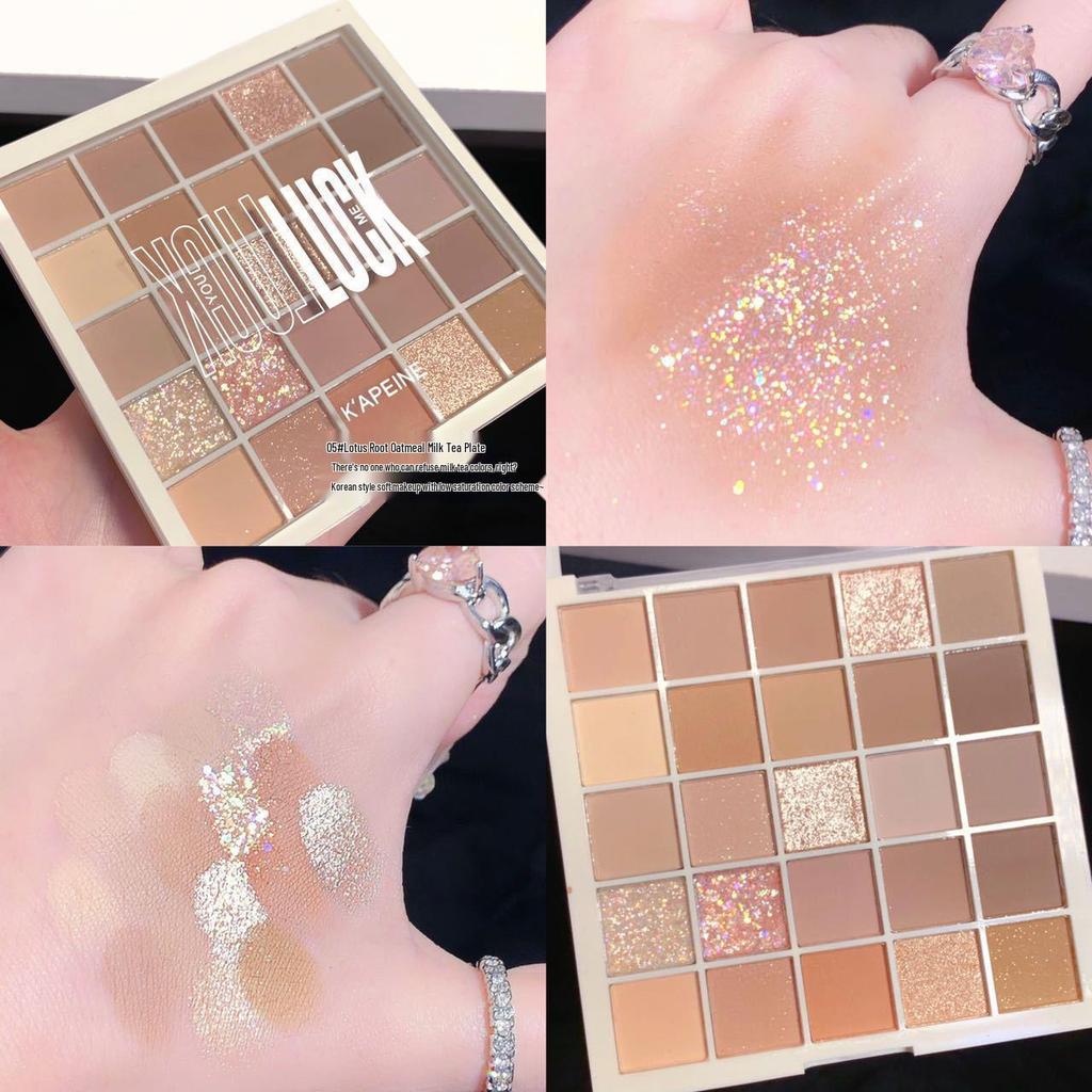 25-Color Lucky Magic Cube Eyeshadow Palette - Student-Friendly Earth Tones in Cement Gray and Misty Purple