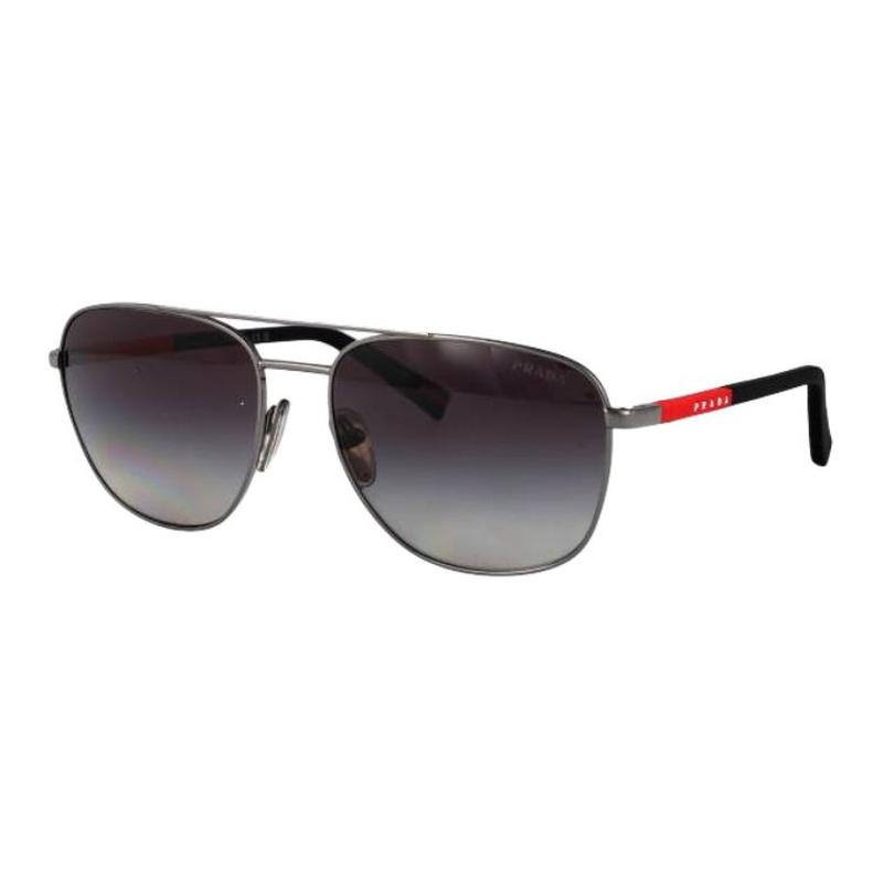 Prada Logo design oval sunglasses men s gray/red/black