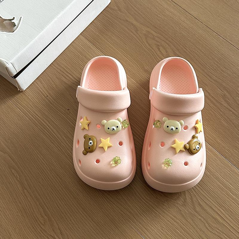 Thick-soled hole shoes women's summer outer wear cartoon cute new heightening non-slip bag head cool slippers