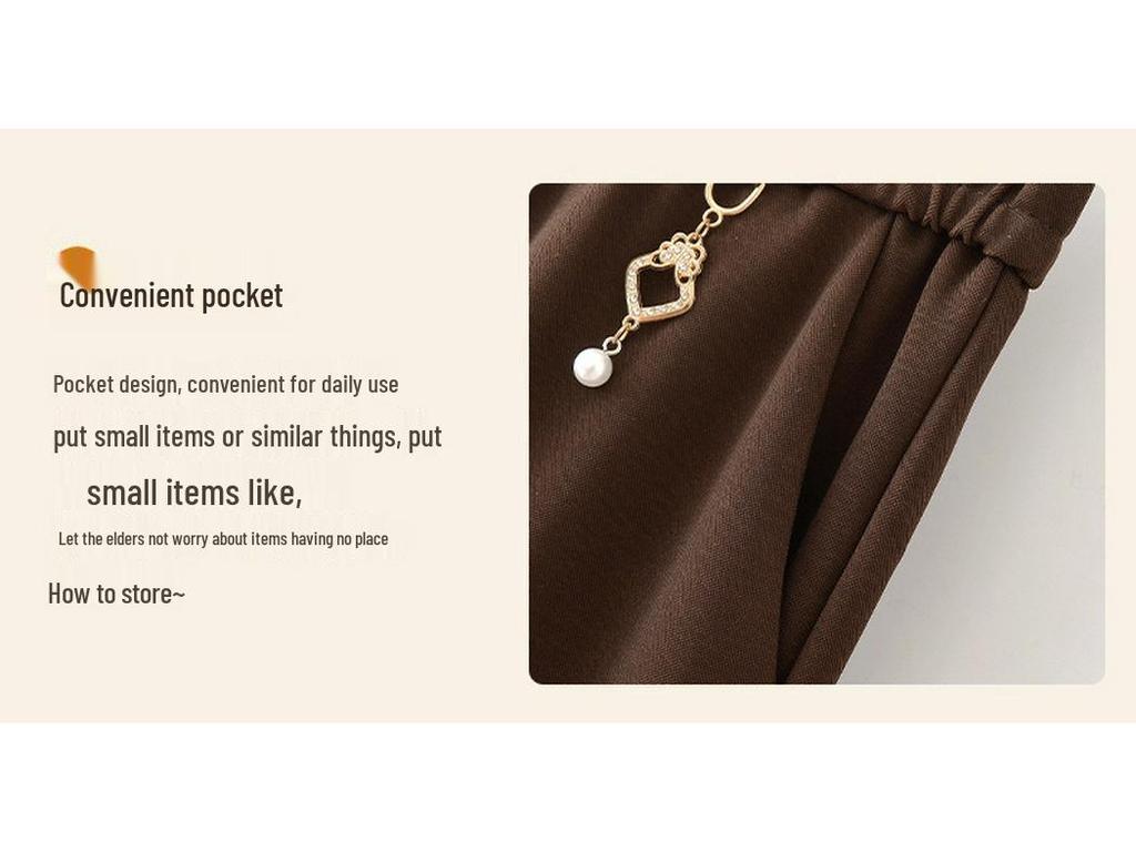 Fashionable High-Waist Elastic Trousers for Middle-aged and Elderly Women - Autumn Casual, Loose Fit