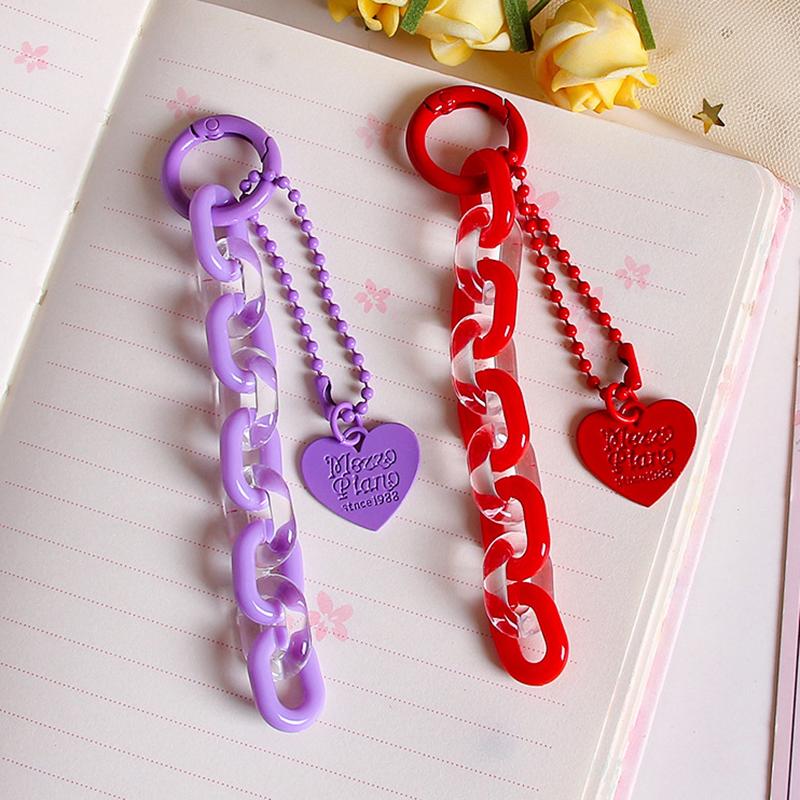 Sweet Cartoon Cute Heart Shaped Keychain Pendant Creative Chain Key Ring  Bag Hanging Decoration Accessories Gifts