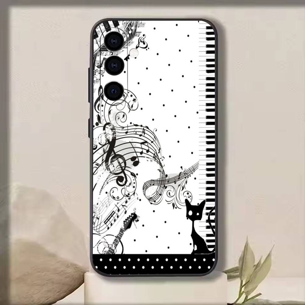 Ins Nischen Design Süßes Klavier Telefonhülle Schwarzes Silikon Weich Für Samsung Galaxy A73,A72,A71,A70,A53,A52,A51