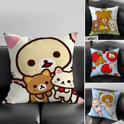 RRilakkuma Cartoon Cushion Cover Pillowcase Ultra Soft Skin Friendly Fabric Cloud Like Comfort Concealed Zipper