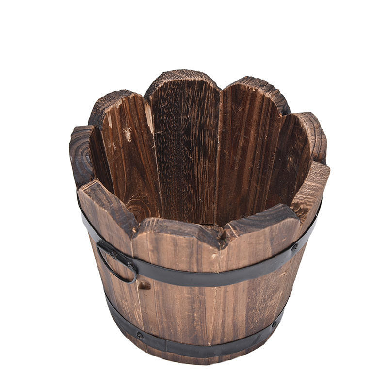 Wood Wooden Round Barrel Planter Flower Pots Home Office Garden Wedding DéCor