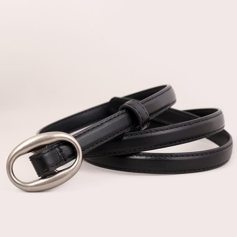 utumn and winter new leather oval buckle belt decoration high-end retro eans belt women