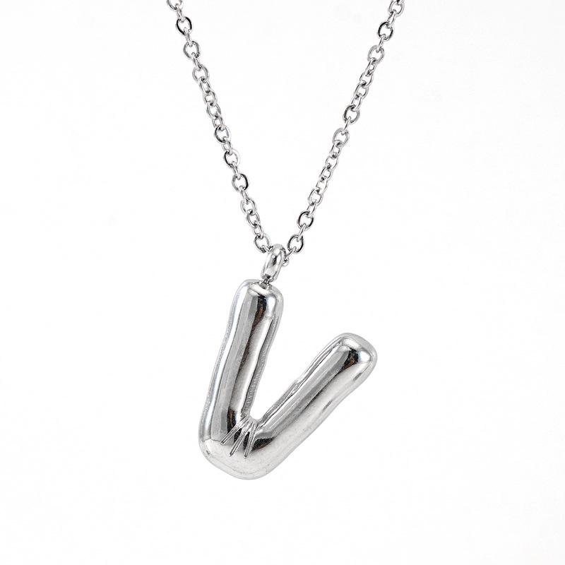 Fashionable Plump Stainless Steel Alphabet Necklace For Women