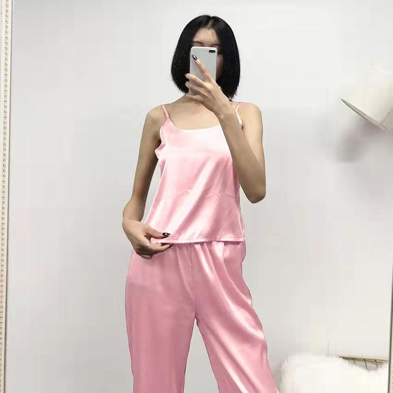 

Sexy Lace Open Back Vest Pants Suit Sexy Lace Halter Vest Trousers Suit Pink M