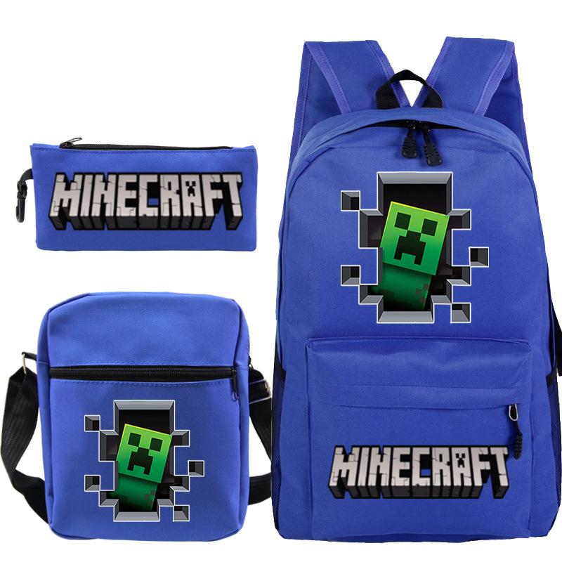Game Minecraft Printed Children'S School Bag Oblique Span Bag Stationery Pencil Bag Student Backpack Set