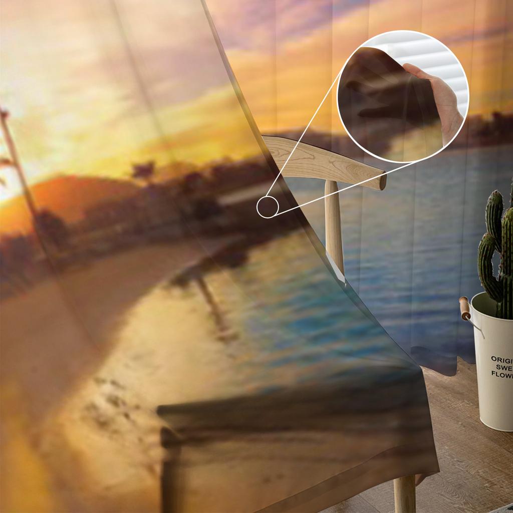 Alcudia Majorca At Sunset On The Beach Mallorca Balearic Islands Tulle Sheer Curtains for Living Room Voile Organza Curtain
