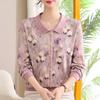Mom's Spring Lapel Base Layer: Elegant Plus Size Long-Sleeve Shirt for Women 50+