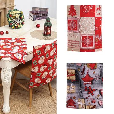 Christmas Decorations Chair Back Cover Colorful Chair Cover for Living Room Kitchen Cartoon Santa Removable Slipcovers