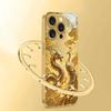 Golden Dragon Phoenix Print Gold Metallic Paint Glass Phone Case For Iphone 17 16 15 14 13 12 11 Pro Promax Plus Cover Anti-drop