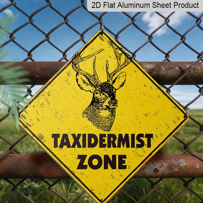 

2D Flat, 1pc Heavy-Duty Metal Taxidermist Deer Head Crossing Sign - Funny Warning Decoration with Caution Yellow Retro Wall Decor Suitable for Man 20*20cm